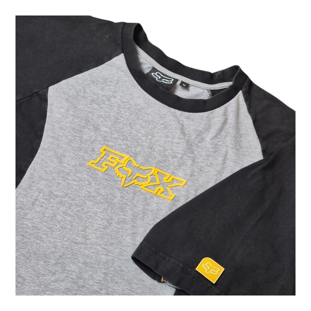 Fox Racing Men's XL Y2K Moto Graphic T Shirt Gray Black Yellow‎ USA BMX